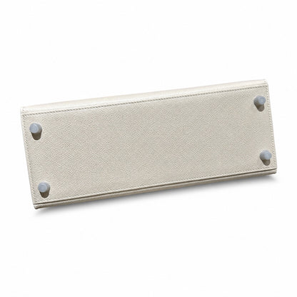 kelly28cm, ck10/Craie, Epsom, sliver, all handmade‼ ️Kelly 28cm, milkshake white, palm print, silver buckle, high-end handmade exclusive customization‼ ️Purely hand-made nails, hand-engraved hardware,