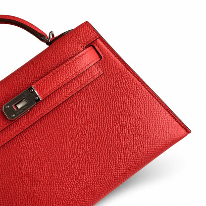 Fully hand-sewn👉Second generation Mini Kelly 19cm imported Epsom leather peach pink silver buckle