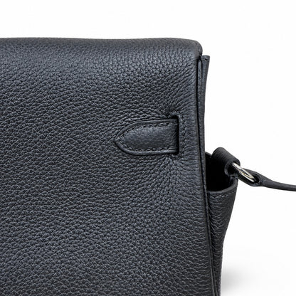 🆕 In stock Kelly Messenger messenger bag for men and women, black silver buckle, imported leather, all-steel hand-waxed thread, the highest cost-effectiveness on the Internet. The classic combination