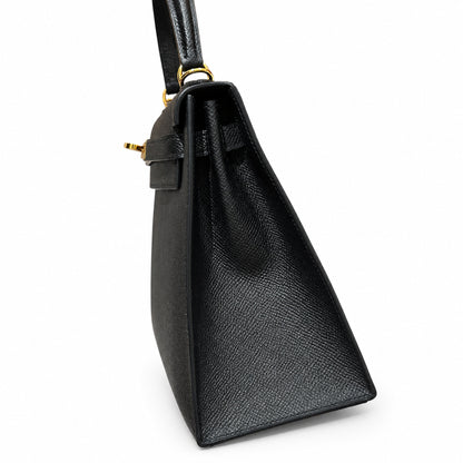 kelly25cm, ck89/Black, Epsom, gold, all handmade‼ ️Kelly 25cm, black, palm print, gold buckle, high-end handmade exclusive customization‼ ️Purely hand-made nails, hand-engraved hardware, fine steel Di