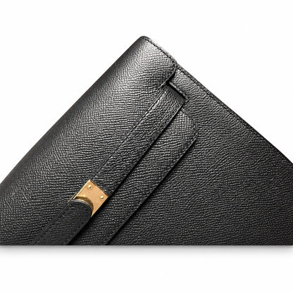 kelly Depeches 25cm Epsom leather 89 Noir black top handcrafted! Counter quality!