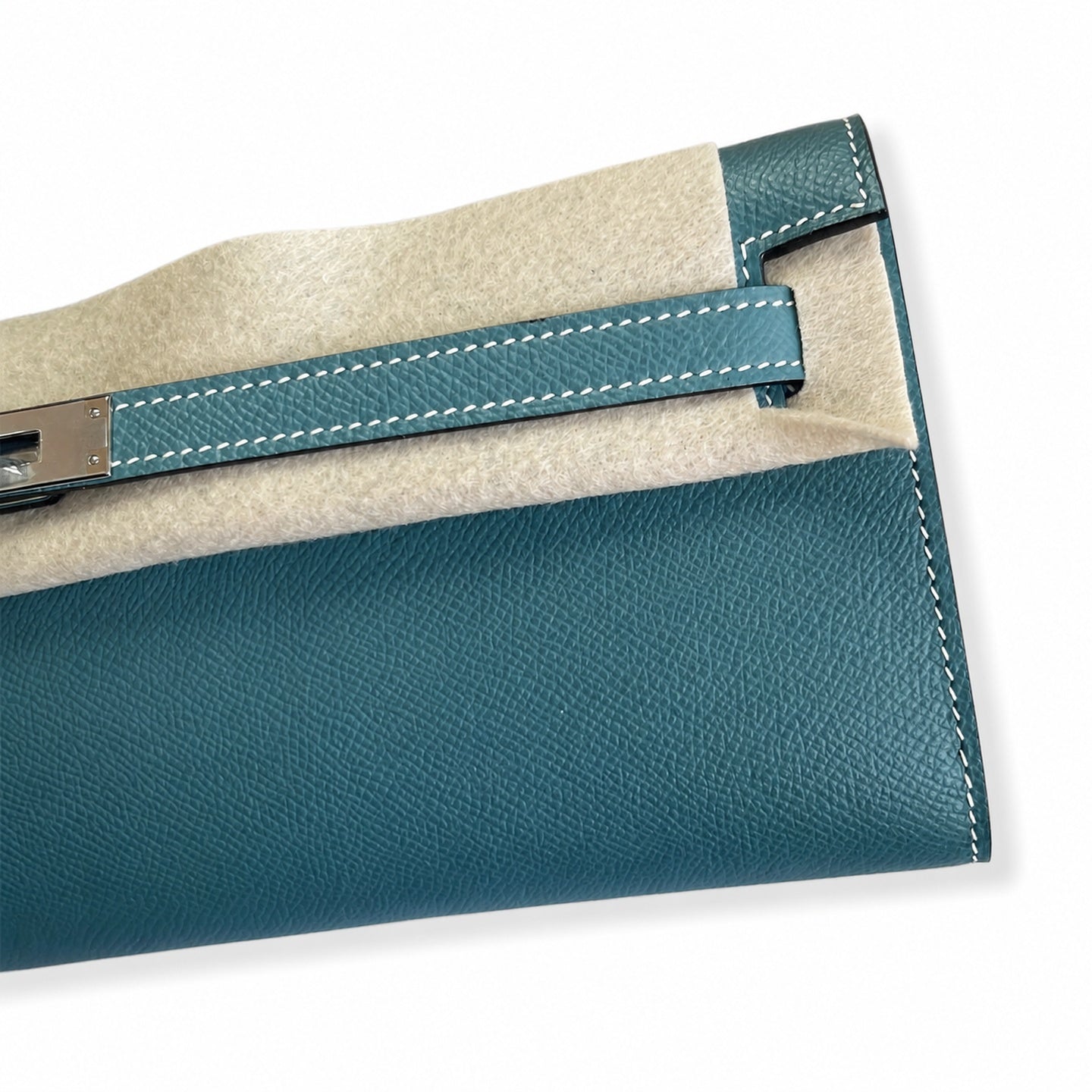 Kelly Cut 31 Clutch Epsom Leather Picture Denim Blue