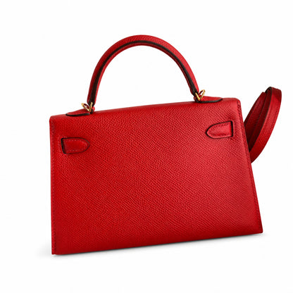 Fully hand-sewn👉Second generation Mini Kelly 19cm imported Epsom leather heart red gold buckle