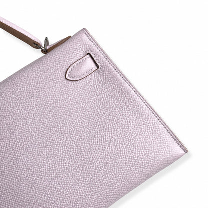 Ready stock: Fully hand-stitched 👉Second generation Mini Kelly 19cm imported Epsom leather dreamy pink and purple silver buckle