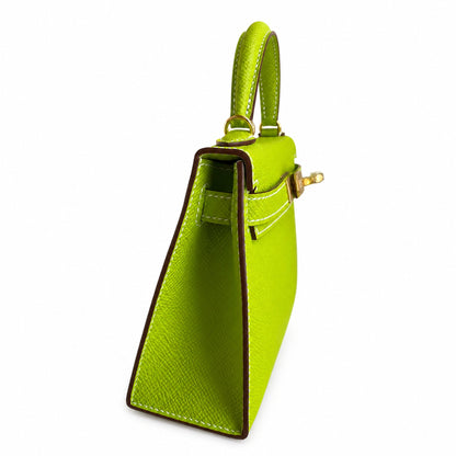 Fully hand-sewn👉Second generation Mini Kelly 19cm imported Epsom leather apple green gold buckle