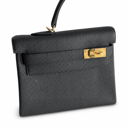Kelly togo original royal calfskin ck89 black top craftsmanship wax thread full stitching gold buckle