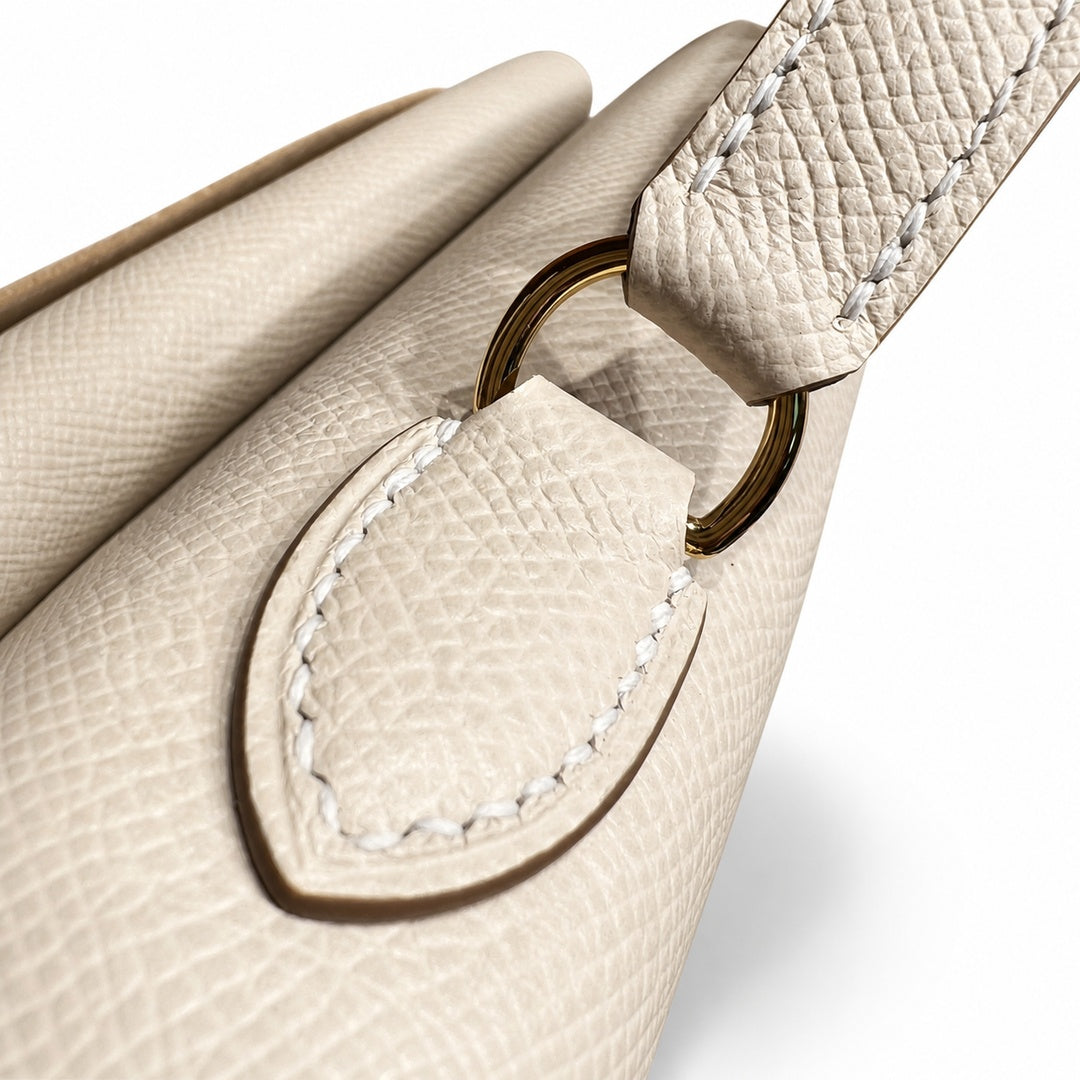 KELLY II SELLIER double-sided Kelly 20cm 10 milkshake white epsom leather gold buckle