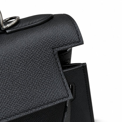 kelly32cm, ck89/Black, Epsom, sliver, all handmade‼ ️Kelly 32cm, black, palm print, silver buckle, high-end handmade exclusive customization‼ ️Purely hand-made nails, hand-engraved hardware, fine stee