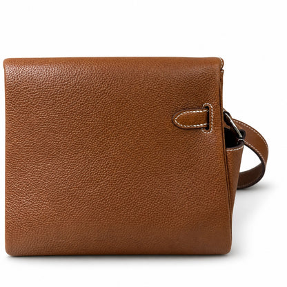 🆕 In stock Kelly Messenger messenger bag for men and women, Fubao leather gold brown silver buckle, imported leather, all-steel hand-waxed thread, the highest cost performance on the entire network. T