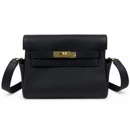 🆕 In stock Kelly Messenger messenger bag for men and women, black gold buckle, imported leather, all-steel hand-waxed thread, the highest cost-effectiveness on the entire network. The classic combinat