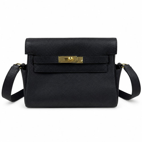 🆕 In stock Kelly Messenger messenger bag for men and women, black gold buckle, imported leather, all-steel hand-waxed thread, the highest cost-effectiveness on the entire network. The classic combinat