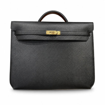kelly Depeches 36cm Epsom leather 89 Noir black top handcrafted! Counter quality!