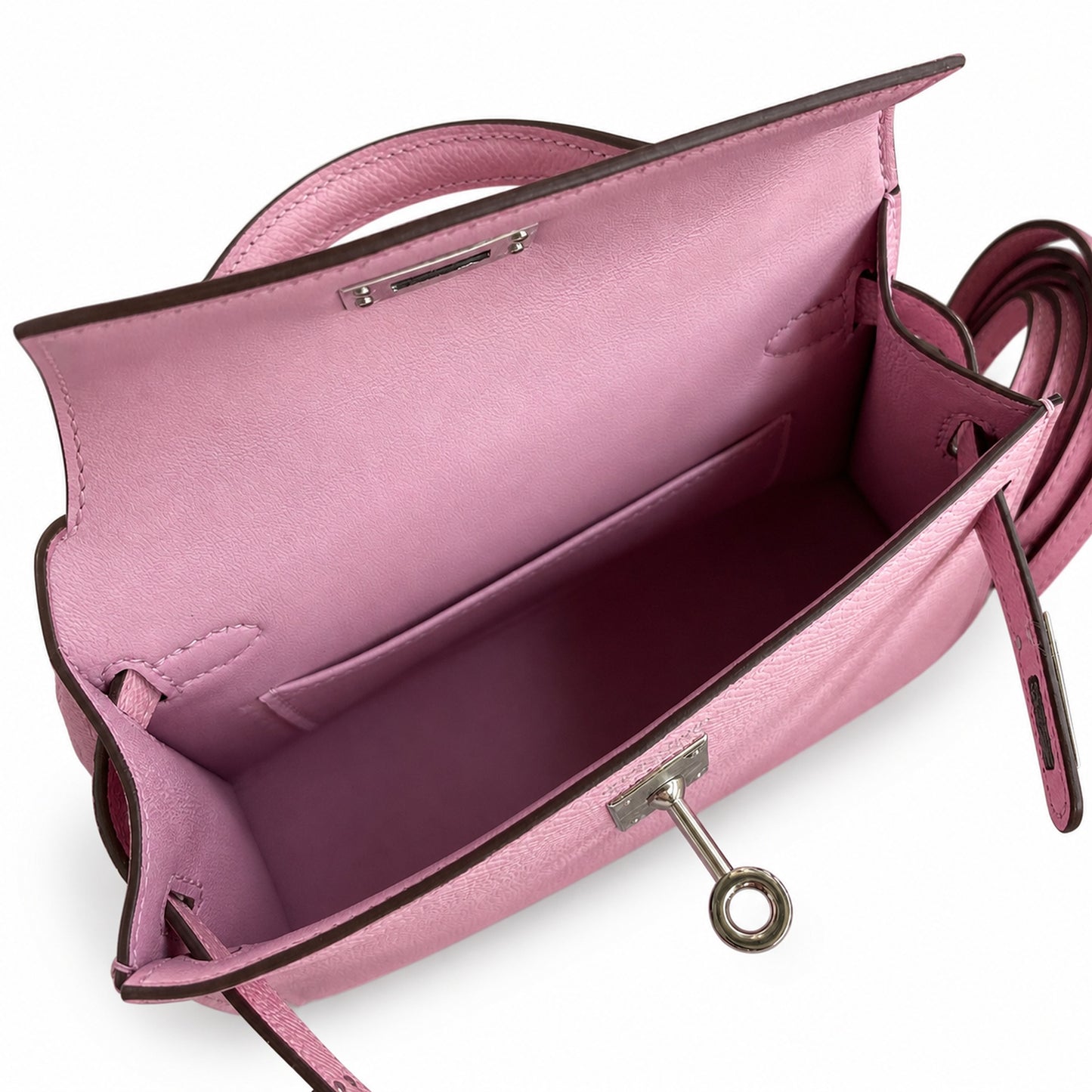 Second generation Mini Kelly 19cm Epsom leather, mallow purple, silver buckle