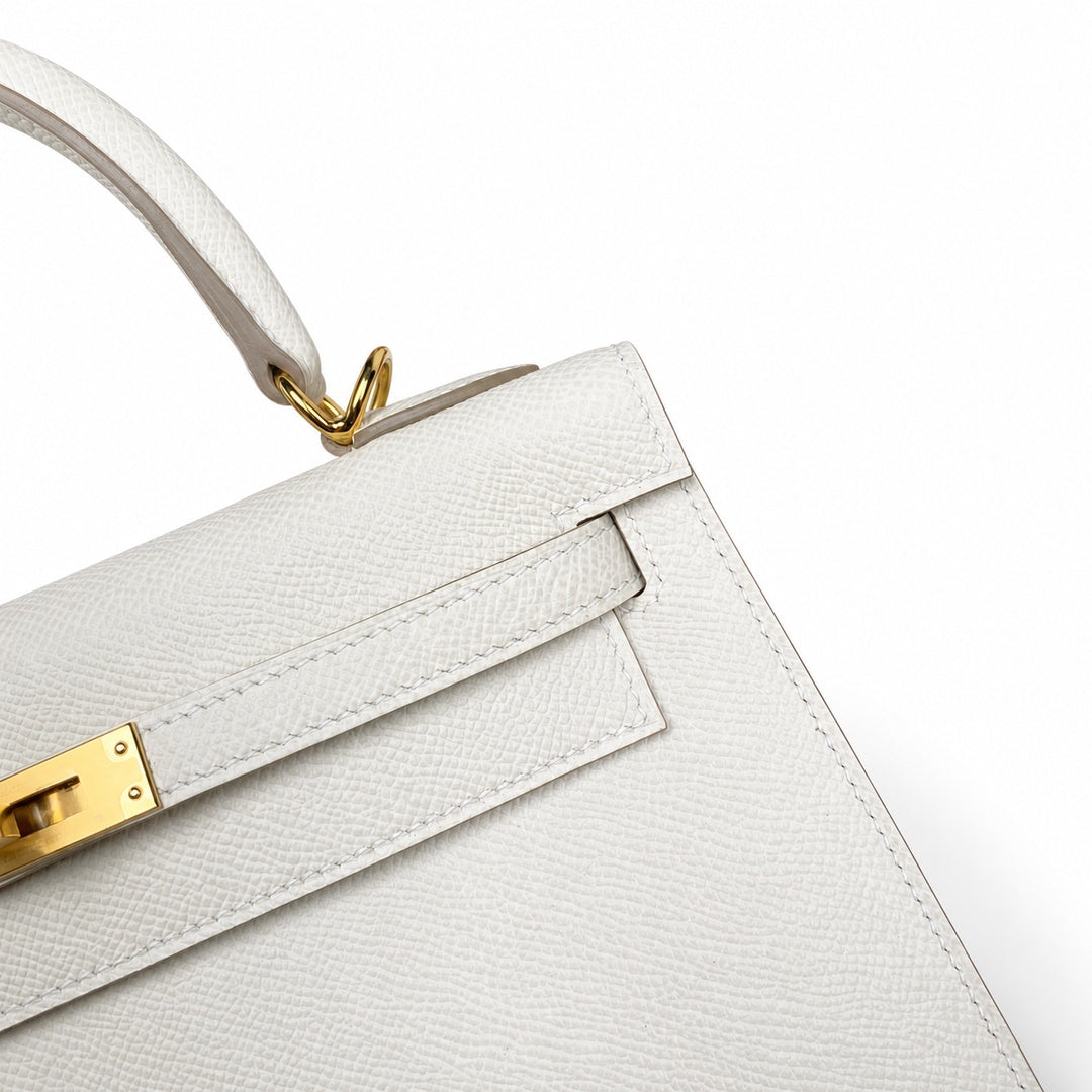 Custom order💕kelly25 milkshake white epsom gold buckle fully hand-stitched with wax thread
