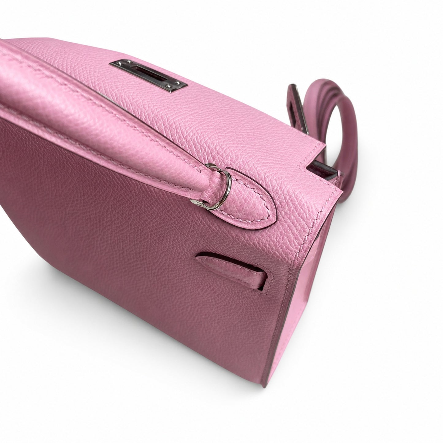 Fully hand-sewn👉Second generation Mini Kelly 19cm imported Epsom leather, malva purple, silver buckle