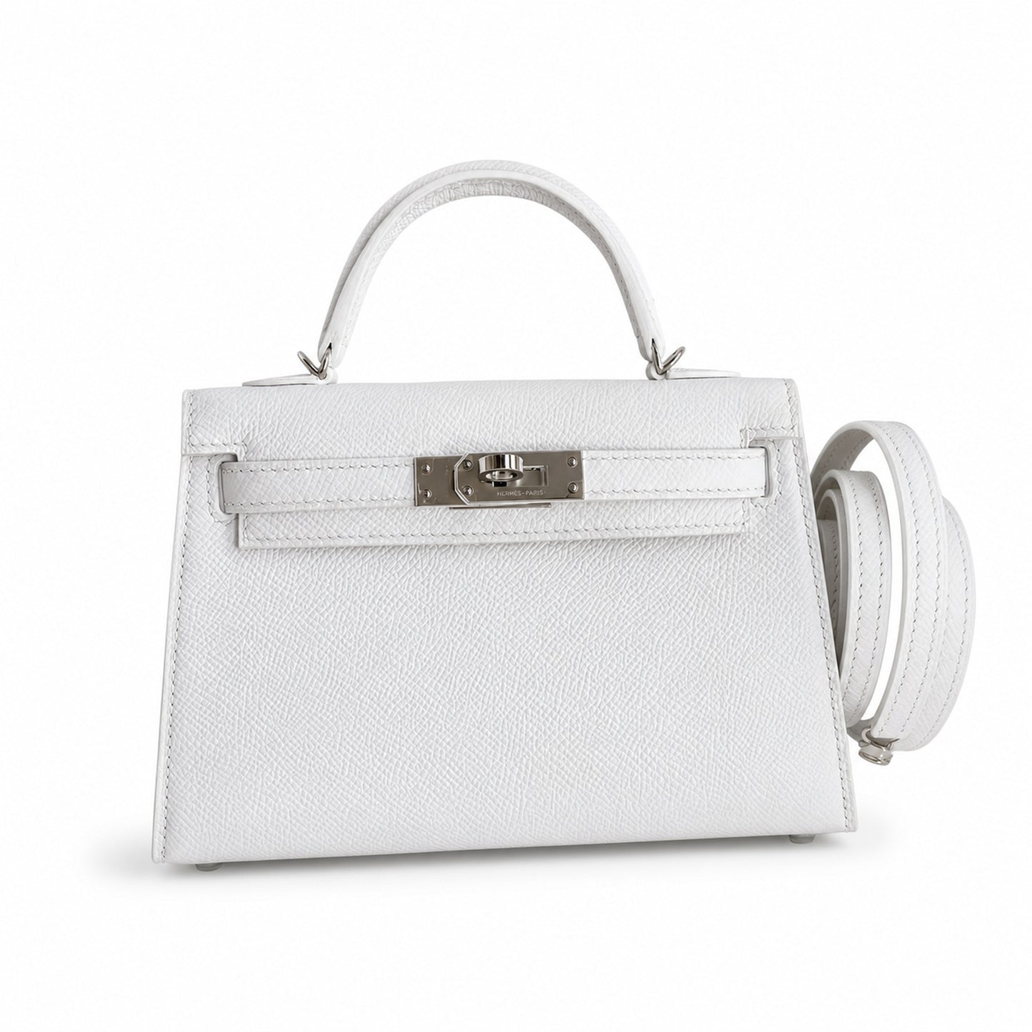 Fully hand-sewn👉Second generation Mini Kelly 19cm imported Epsom leather pure white silver buckle