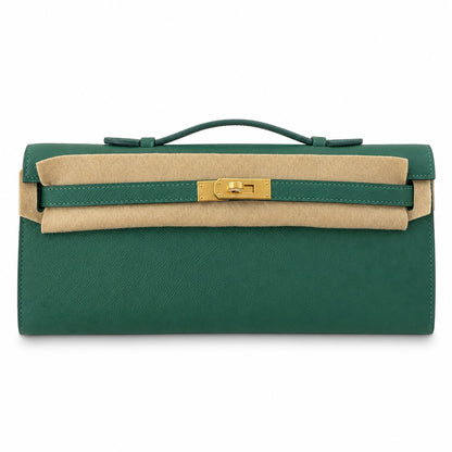 Kelly cut 31 clutch epsom malachite green gold buckle ready stock