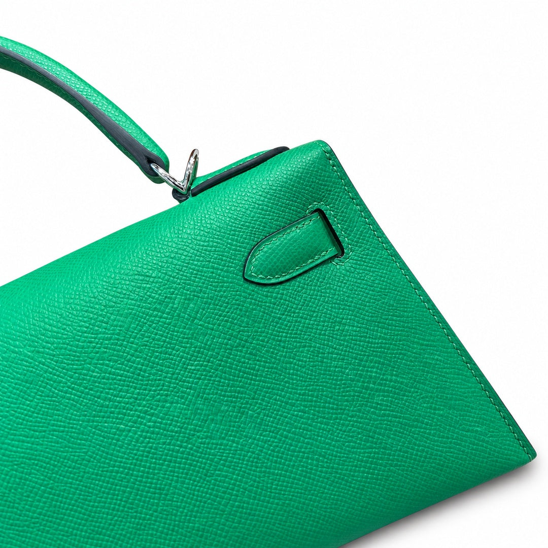 Kelly 25cm/28cm Epsom leather 1K Bombou bamboo green top handcraft! Counter quality!