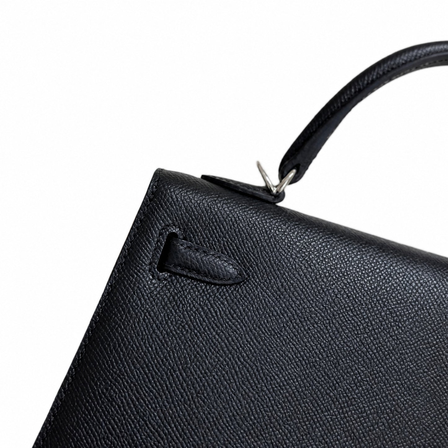 Black, gold and silver buckle, Kelly 25, imported Epsom