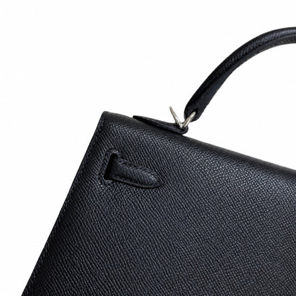 Black, gold and silver buckle, Kelly 25, imported Epsom