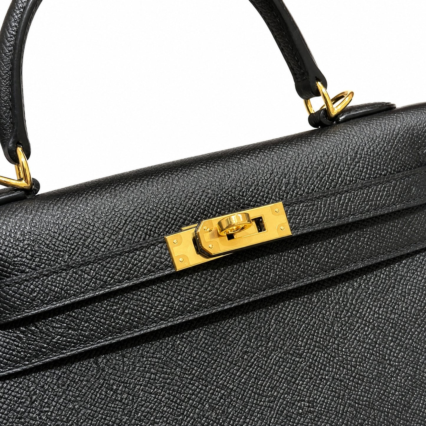 kelly25cm, ck89/Black, Epsom, gold, all handmade‼ ️Kelly 25cm, black, palm print, gold buckle, high-end handmade exclusive customization‼ ️Purely hand-made nails, hand-engraved hardware, fine steel Di