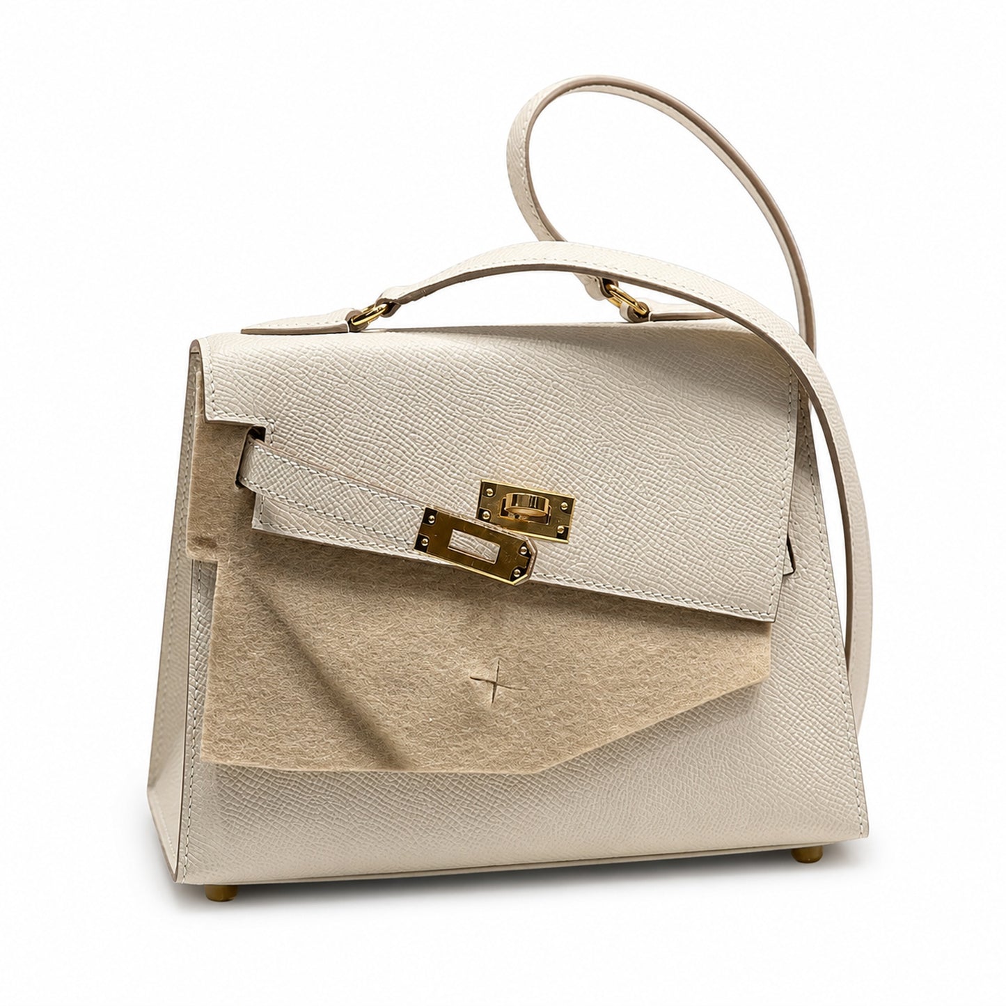 KELLY II SELLIER double-sided Kelly 20cm 10 milkshake white epsom leather gold buckle