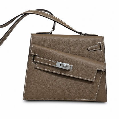 Latest new style 🆕 kelly latest style FW 2022 double-sided kelly epsom leather double-sided irregular design bold change new look more handsome and stylish 18 elephant gray silver buckle