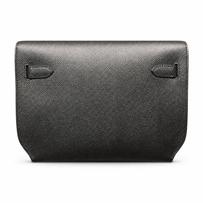 kelly Depeches 25cm Epsom leather 89 Noir black top handcrafted! Counter quality!