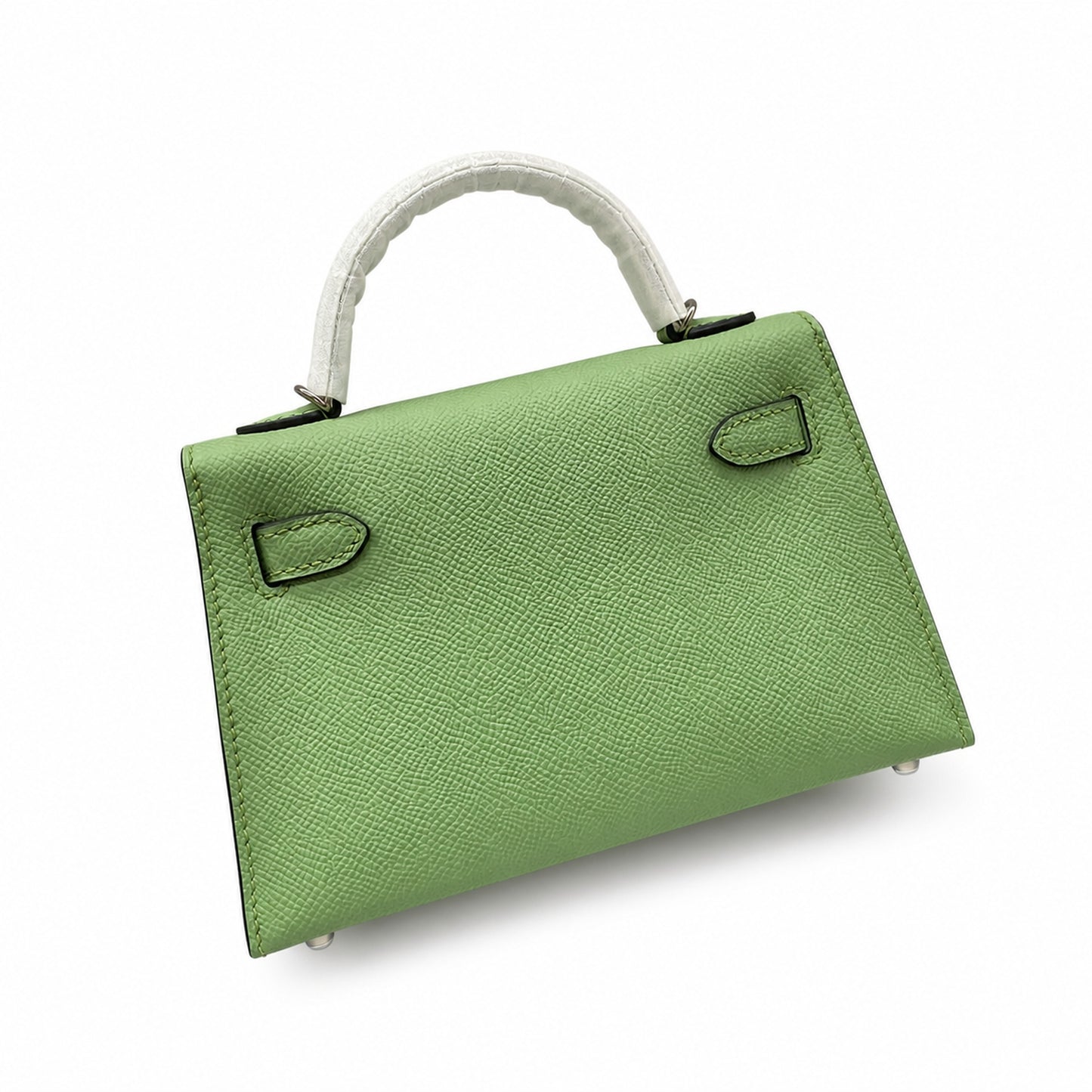 In stock: second generation Kelly 19cm imported Epsom leather avocado green 🥑 gold and silver buckle wax thread