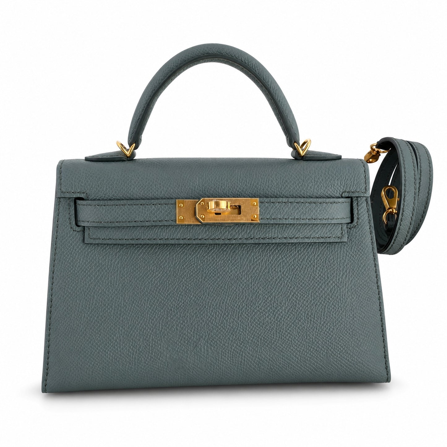 Fully hand-sewn👉Second generation Mini Kelly 19cm imported Epsom leather almond green gold buckle