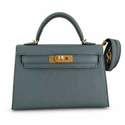 Fully hand-sewn👉Second generation Mini Kelly 19cm imported Epsom leather almond green gold buckle