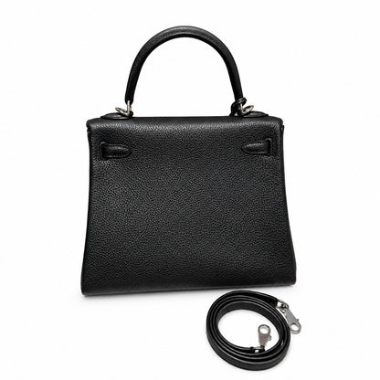 Kelly25cm, ck89/black, togo, silver, all handmade‼ Kelly 25cm, black, calfskin, silver buckle, top hand-stitched wax thread, high-end handmade exclusive customization‼ ️Purely hand-made nails, hand-en