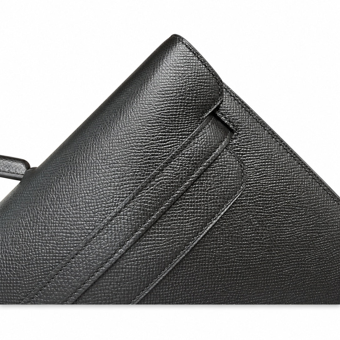 Kelly depeches 36cm Epsom leather 89 Noir black top handcrafted! Counter quality!