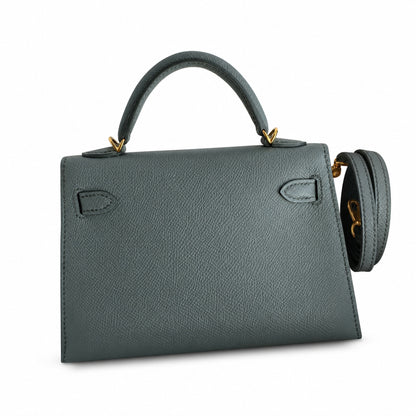 Fully hand-sewn👉Second generation Mini Kelly 19cm imported Epsom leather almond green gold buckle