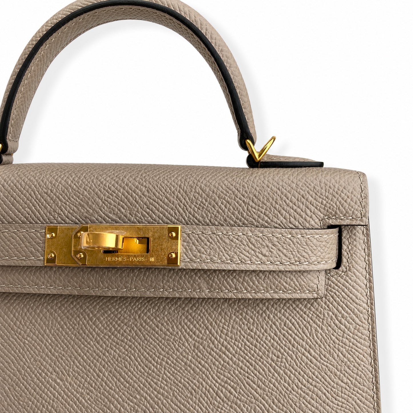 Fully hand-sewn👉Second generation Mini Kelly 19cm imported Epsom leather asphalt gray gold buckle