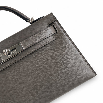 Fully hand-sewn👉Second generation Mini Kelly 19cm imported Epsom leather pewter gray silver buckle