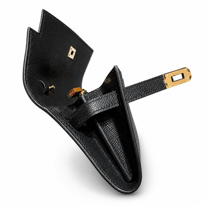 H brand. Kelly woc Epsom original palm print leather ck89 black Gris ashpite gold buckle top hand sewing ❤️