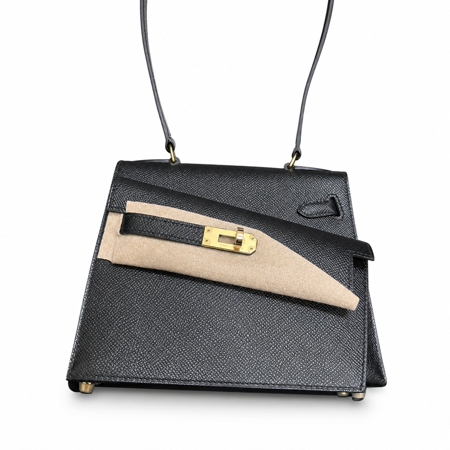Kelly double-sided Desordre Epsom original palm print leather ck89 black Noir gold buckle GHW top hand sewing