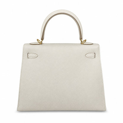 Custom order💕kelly25 milkshake white epsom gold buckle fully hand-stitched with wax thread