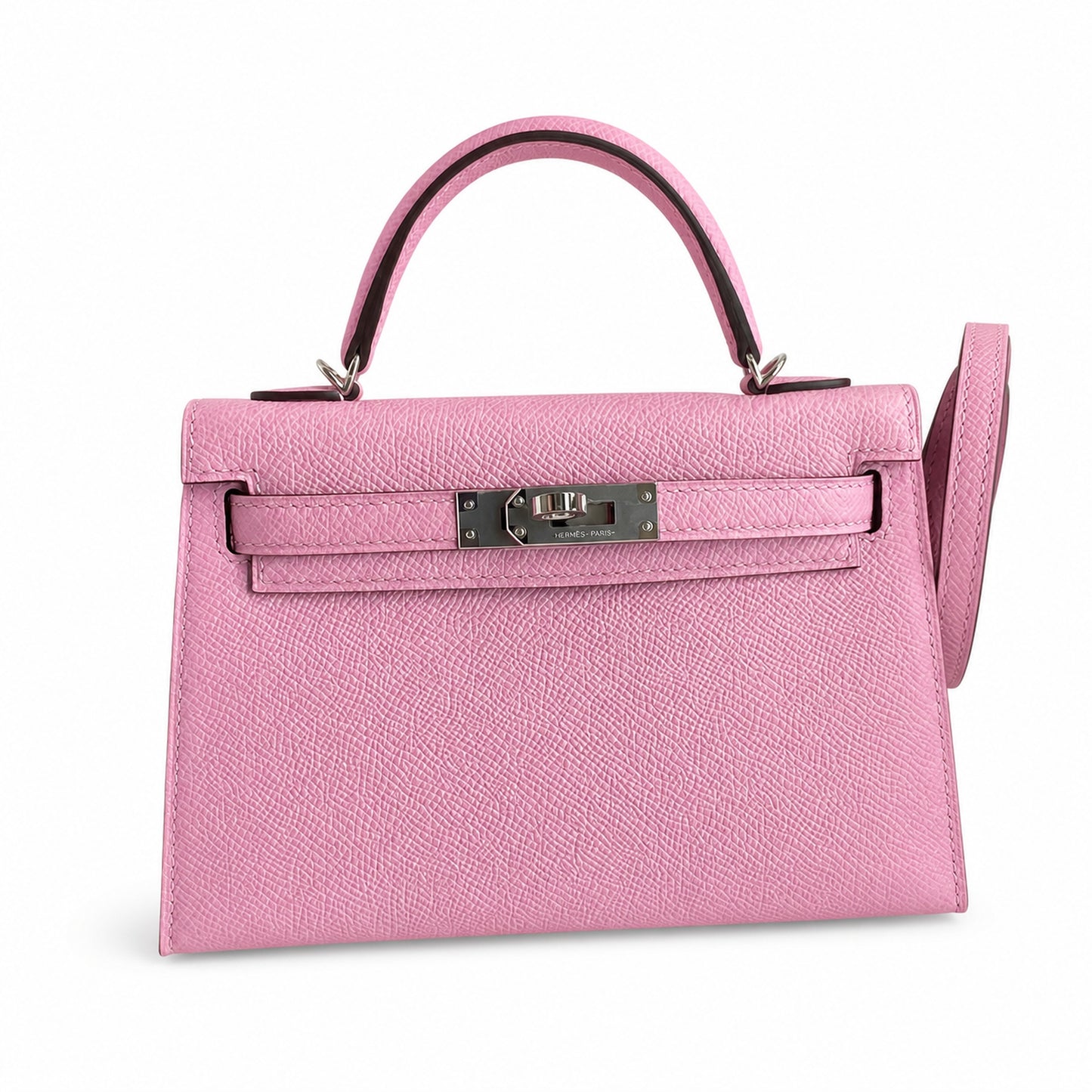Fully hand-sewn👉Second generation Mini Kelly 19cm imported Epsom leather, malva purple, silver buckle