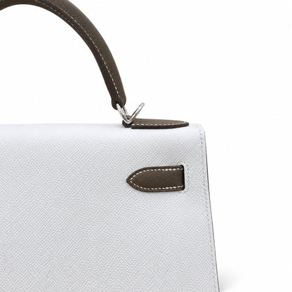 Kelly 25cm/28cm Epsom Leather 10 Craie Milkshake White 18 Etoupe Elephant Gray Top Handmade! Counter quality!