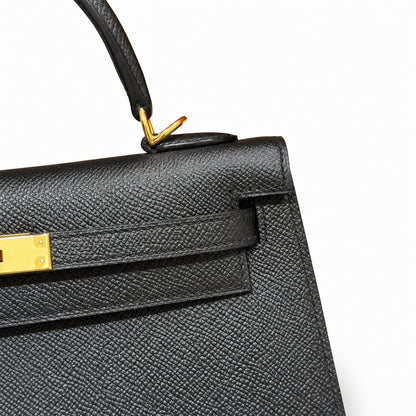 kelly25cm, ck89/Black, Epsom, gold, all handmade‼ ️Kelly 25cm, black, palm print, gold buckle, high-end handmade exclusive customization‼ ️Purely hand-made nails, hand-engraved hardware, fine steel Di