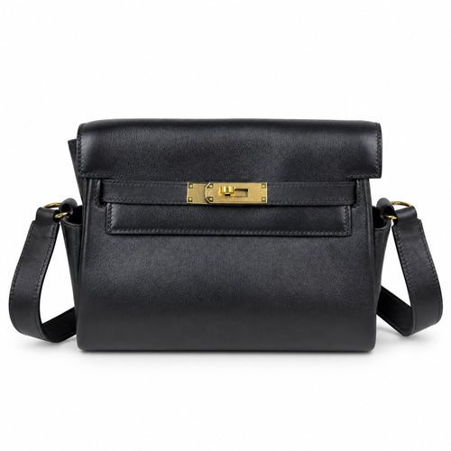 Black gold 🆕 In stock Kelly Messenger messenger bag for men and women, black gold buckle, imported leather, all-steel hand-waxed thread, the highest cost-effectiveness on the Internet. Unisex messenge