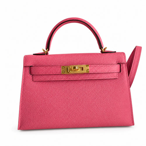 Fully hand-stitched 👉Second generation Mini Kelly 19cm imported Epsom leather new lipstick powder gold buckle