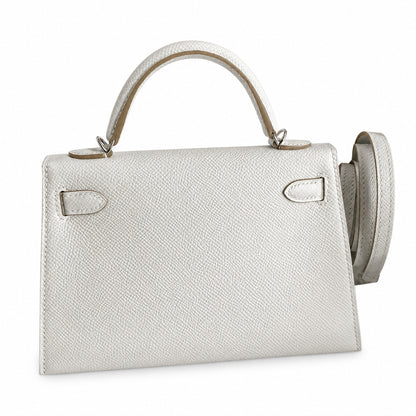 Fully hand-sewn👉Second generation Mini Kelly 19cm imported Epsom leather M4 milk gray silver buckle