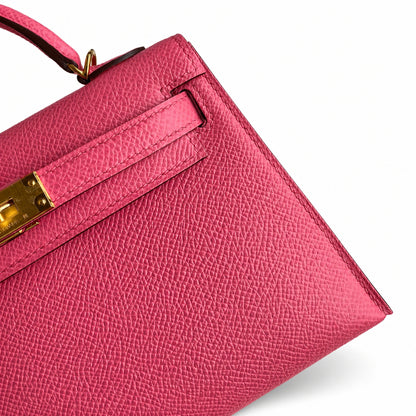 Fully hand-stitched 👉Second generation Mini Kelly 19cm imported Epsom leather new lipstick powder gold buckle