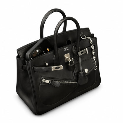 Birkin 25 Rock Sellier in Noir Swift Leather (Palladium Hardware)
