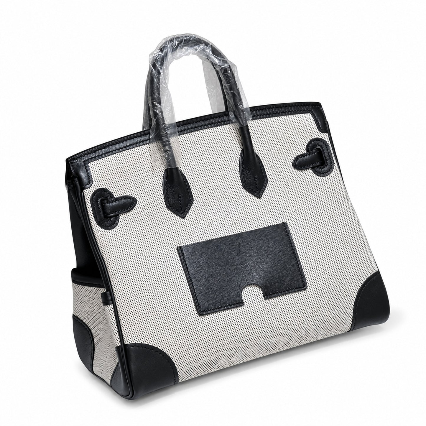 Birkin Cargo 25 Black Leather and Ecru Canvas Multi-Pocket Mini Bag