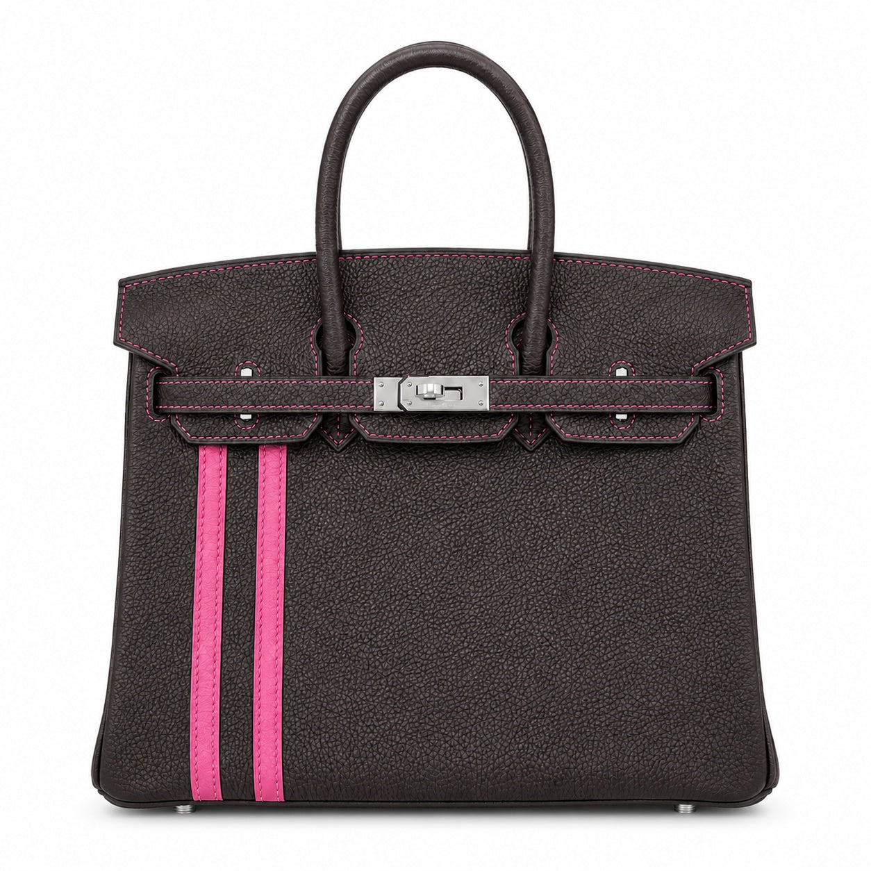 Mini Birkin 25cm Officier Edition in Chocolate Brown Togo & Pink Swift Calfskin