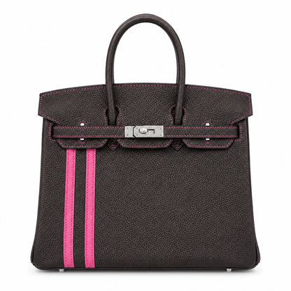 Mini Birkin 25cm Officier Edition in Chocolate Brown Togo & Pink Swift Calfskin